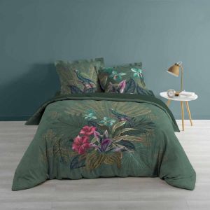 Parure de Lit 3 Pi&egrave;ces "Mamb a" 240x260cm Vert Prix