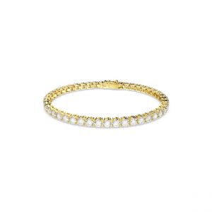 Swarovski Bracelet Matrix Tennis, Coupe ronde, Petit, Blanc, Placage de ton or Blanc - Couleur Blanc - Taille S