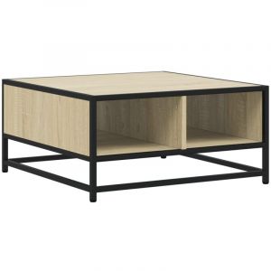 VidaXL Table basse chêne sonoma 60,5x60,5x30cm bois d'ingénierie/métal, table d'appoint, table de salon, table latérale, bout de canapé