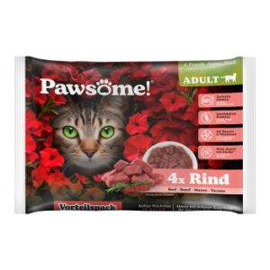 Pets Nature GmbH Pawsome adulte Flowpack Bœuf 4x85 g