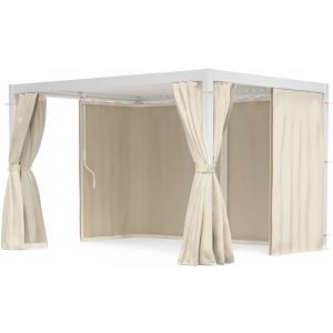 Blumfeldt Pergola Aluminium 3x4 m - Toit R&eacute;glable, Rideaux & Moustiquaires, Armature R&eacute;sistante, Protection uv, Blanc, Pour Patio & Piscine, Blanc