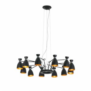 Faro 20048 - Suspension Retro-Noir et Or 12 Lampes