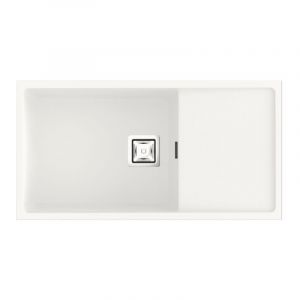 Évier avec égouttoir 85 cm fabriqué en Hekla avec finition blanc neige mat Zie Poalgi