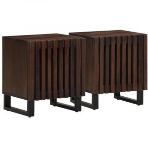 VidaXL Tables de Chevet 2 pcs, Armoires de Lit avec Rangement, Tables de Nuit, Meubles de Chambre &agrave; Coucher Int&eacute;rieur, Bois de Manguier Solide