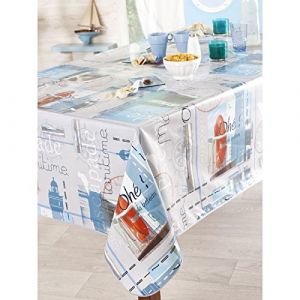 Calitex Toile CIREE Ronde, PVC, Bleu, 140x140 cm
