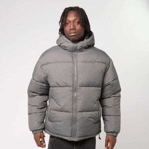 Urban classics Shiny Puffer Jacket With Hood Homme Doudounes gris Taille L Vêtements - Couleur gris - Taille L