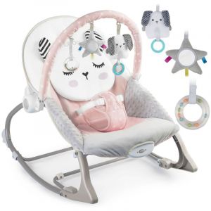 Nukido transat &agrave; bascule avec vibration - rose