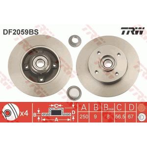 Trw Jeu de 2 disques de frein DF2059BS