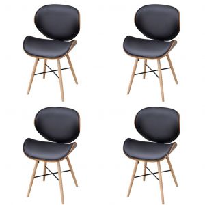 Image de VidaXL Chaises de salle &agrave; manger 4 pcs Similicuir et bois courb&eacute;