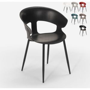 Ahd Amazing Home Design Chaise design moderne en métal polypropylène pour cuisine bar restaurant Evelyn, Couleur: Noir