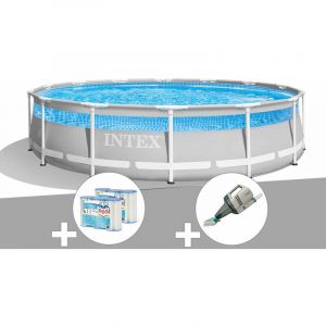 Image de Intex Kit piscine tubulaire Prism Frame Clearview ronde 4,27 x 1,07 m + 6 cartouches de filtration + Aspirateur