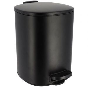 Tendance Poubelle carr&eacute;e &agrave; p&eacute;dale 5L en m&eacute;tal Noir avec couvercle frein de chute