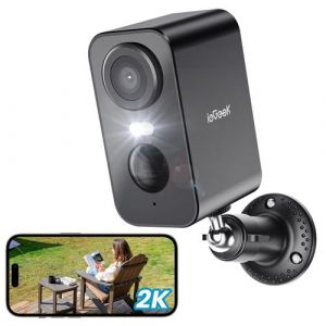 IeGeek 2K Caméra Surveillance WiFi Exterieure sans Fil Batterie, Vision Nocturne Couleur, AI & PIR Détection Mouvement, Extérieure/Intérieure, Audio Bidirectionnel, Étanche IP65