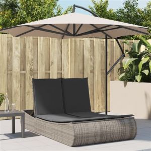 VidaXL Ligbed 2-persoons met kussens poly rattan grijs368092
