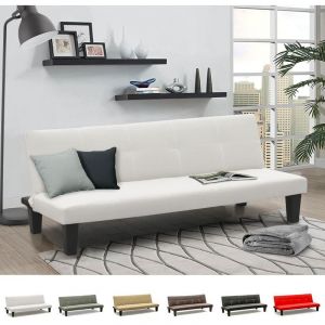 Modus Sofà Canapé Clic Clac convertible 3 places similicuir économique Topazio, Couleur: Blanc