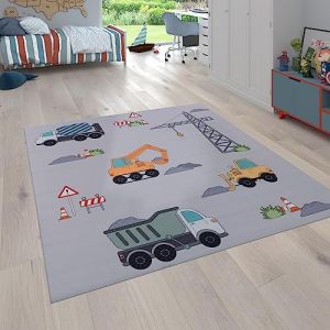 Image de Paco Home Tapis Enfant, Tapis Chambre Jeu Gar&ccedil;on Fille Moderne Antid&eacute;rapant, Dimension:200 cm carr&eacute;, Couleur:Gris 4