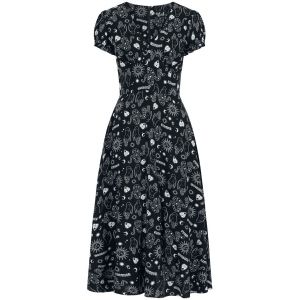 Robe longue Rockabilly de Hell Bunny - Robe Hello Goodbye - M &agrave; XXL - pour Femme - noir/blanc