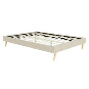 Image de Lit Scandinave en Tissu "Melia" 140x190cm Naturel Prix