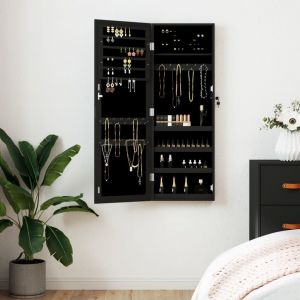 VidaXL Armoire &agrave; bijoux avec miroir murale noir 37,5x10x106 cm