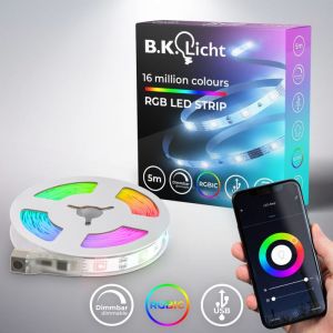 B.k.licht - i Wifi rgbic led Strip 5 m usb i App control i music sensor i lightbar i led running light i rgbic led strip i compatible with Alexa i
