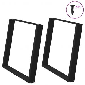 VidaXL Pieds De Table À Manger Forme De U 2 Pcs Noir 100x(72-73) Cm