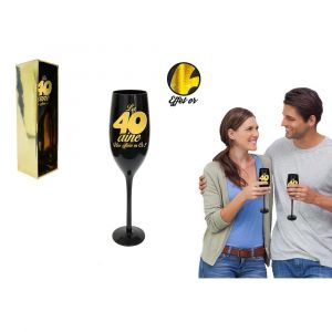 STC Flute Champagne Anniversaire 40 aine Noire effet Or