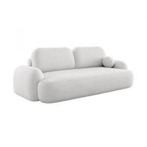 Meublesline Canapé convertible 3 places en Tissu Bouclette Morizia style Japandi Blanc cassé