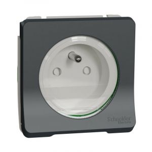 Schneider Electric Mureva Styl - Prise de courant 2P+T à vis - composable - IP55 - IK08 - gris (MUR38030)