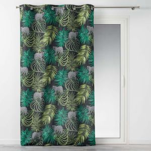 Rideau a oeillets 140 x 260 cm polyester imprime tropical green