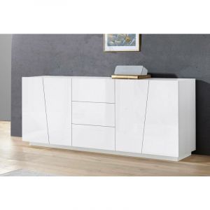 Alter Buffet moderne avec 4 portes et 3 tiroirs, Made in Italy, Buffet de cuisine, Buffet design de salon, 220x43h86 cm, coule