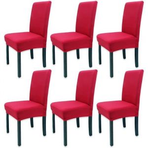 Freosen - 6 x Housse de Chaise Salle &agrave; Manger Extensible Stretch Couverture de Chaise Housse pour Chaise Dossier Haut, Rouge