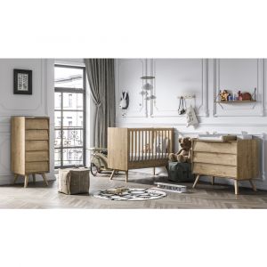 VOX Chambre compl&egrave;te lit b&eacute;b&eacute; 60x120 - commode &agrave; langer - chiffonnier Vintage - Bois