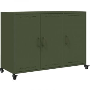 VidaXL Buffet vert olive 100,5x39x72 cm acier