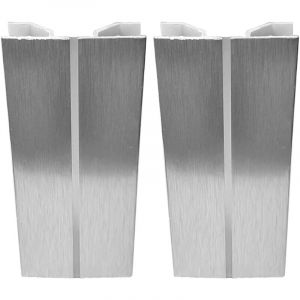 Cyclingcolors 2x Jonction de plinthe multiangle en PVC Connecteur Socle Cuisine Raccord Profil, hauteur 120mm finition aluminium bross&eacute;