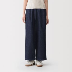 Pantalon large en m&eacute;lange lin-denim pour femme