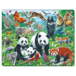 Image de Larsen Puzzle Cadre - Panda Bear Family on a China Mountain Plateau