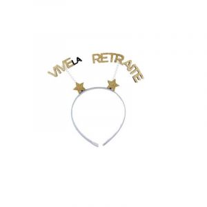 SERRE TÊTE VIVE LA RETRAITE 20X19CM OR PAILLETÉ Or