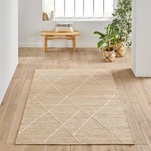 Image de Tapis jute et coton, Tospa Naturel Taille 120x170 cm;160x230 cm;200x290 cm