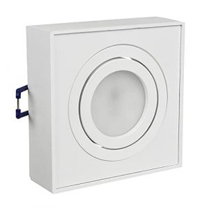 Maclean MCE464 W Plafonnier spot pour sources lumineuses MR16/GU10 blanc 94x94x32 mm carr&eacute; alu