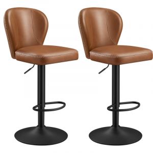 Tabourets de bar pivotant à 360° lot de 2 hauteur réglable marron