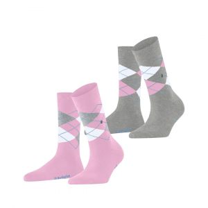 Burlington Everyday Argyle Femmes Chaussettes Rose 36-41
