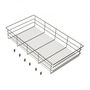 Emuca 7137852 Tiroir en fil métallique pour armoires et dressings Quartz, 740mm (M90), Acier, Titane
