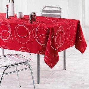 Image de L'Harmonie du décor Nappe Imprimé Argent Bully Polyester Rouge 240 x 150 x 240 cm