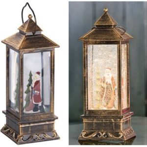 Infactory Lanterne LED sans fil à neige tourbillonnante et Père Noël