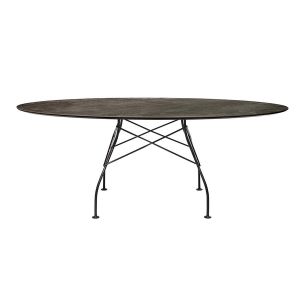 Kartell Table ovale GLOSSY MARBLE 192 x 118 cm (Aged Bronze - Grès finition Marbre et acier verni noir)