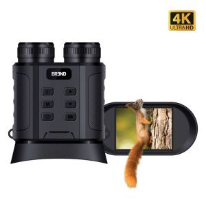 BREND BR-2242 Jumelles numériques - Vision nocturne 300 mètres - 4K - 40 mégapixels - écran IPS - zoom 10x - lampe de poche - carte SD incluse