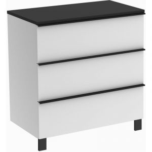 Allibert Meuble de salle de bain santiago 80cm + plan vasque &agrave; poser blanc et noir