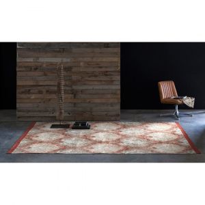 Vivabita Tapis beige et orange baroque rectangle plat Kelpie Beige 160x230 - Beige