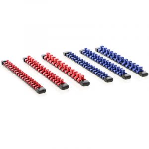 6x Rangement porte douille pour 86 pièces – 350 x 28 x 24 mm – Rack support organisateur de douilles en abs – Organsieur pour 1/2', 1/4' et 3/8' –