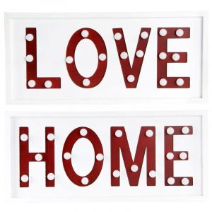 Décoration murale DKD Home Decor Blanc Rouge Urbaine 48 x 4 x 22 cm (2 Unités)